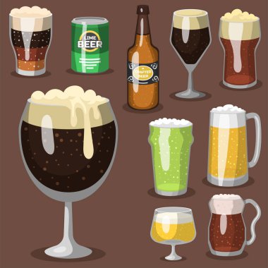 Alkol bira vektör çizim ferahlık bira içip parti karanlık içecek kupa ayaz zanaat.