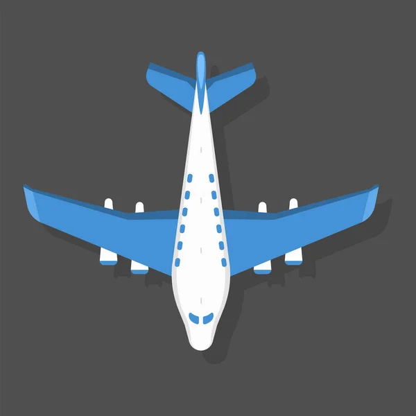 Vector niebieski samolot ilustracja widoku z góry i transportu powietrznego podróży sposób projektowania podróż obiektu. — Wektor stockowy