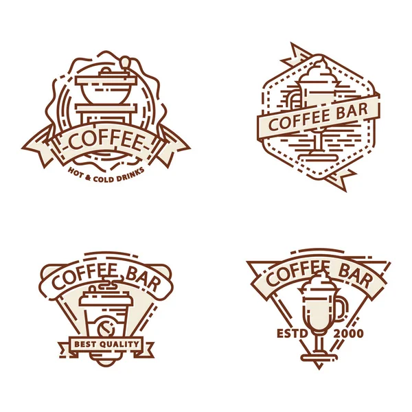 Insignia de café comida delgada línea de letras para restaurante, café menú cafetería y tienda pegatina vector . — Archivo Imágenes Vectoriales