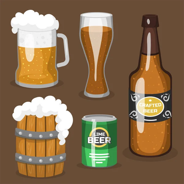 Alkohol Bier Vektor Illustration Erfrischung Brauerei und Party dunkles Getränk Becher frostige Craft Drink. — Stockvektor