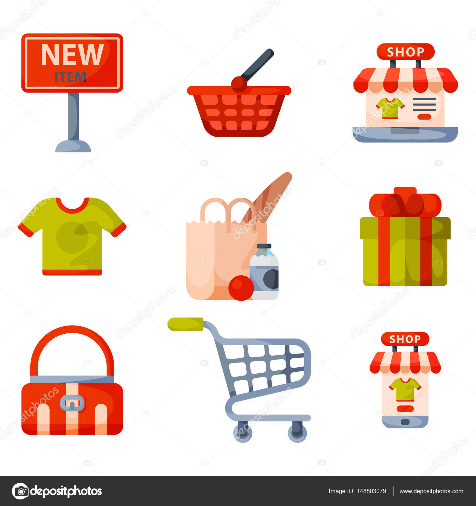 Full shopping basket market food and products Vector Image