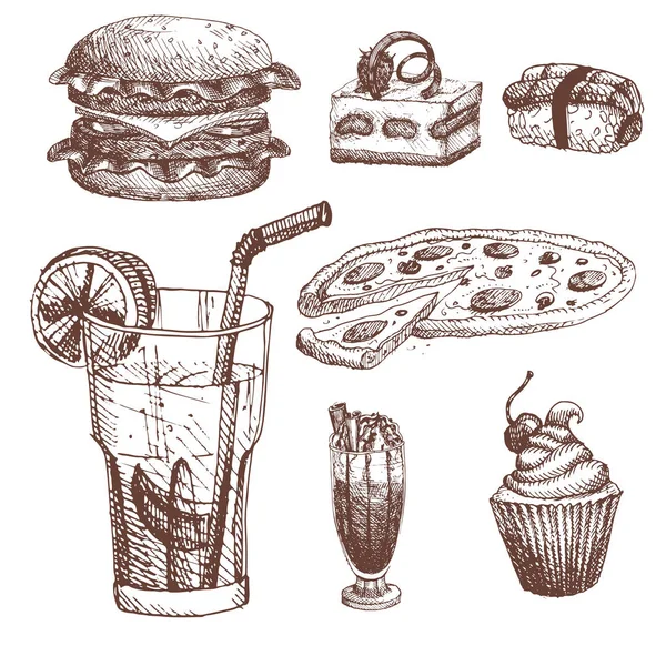 Dibujo de comida dibujada a mano para el menú restaurante producto y garabato cocina vector ilustración . — Archivo Imágenes Vectoriales