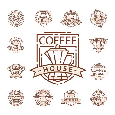 Kahve rozet gıda ince hat yazı için Restoran, Cafe menü kahve evi ve Dükkanı etiket vektör.