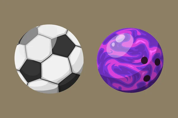 Спортивні м'ячі ізольовані турнір виграють круглий кошик футбольне обладнання та рекреаційна шкіряна група традиційний різний дизайн Векторні ілюстрації . — стоковий вектор