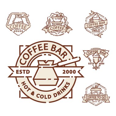Kahve rozet gıda ince hat yazı için Restoran, Cafe menü kahve evi ve Dükkanı etiket vektör.