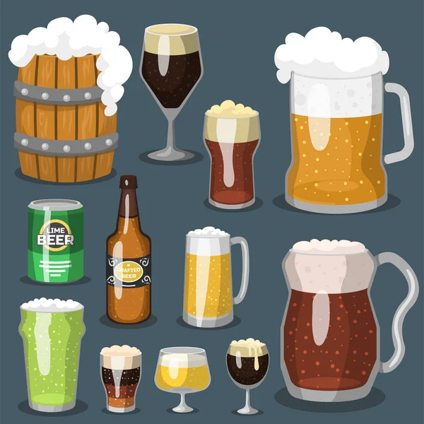 Alkohol ölbryggeri vektor illustration förfriskning och part mörka dryck mugg frostiga craft dricka. — Stock vektor