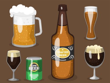 Alkol bira vektör çizim ferahlık bira içip parti karanlık içecek kupa ayaz zanaat.