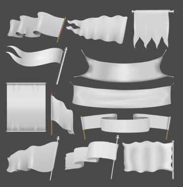 Realistik bayrak şablon boş izole vektör set.