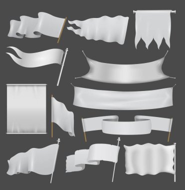 Realistik flag template blank isolated vector set. clipart
