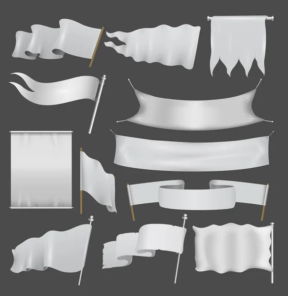 Plantilla Bandera Realistik conjunto vectorial aislado en blanco . — Archivo Imágenes Vectoriales