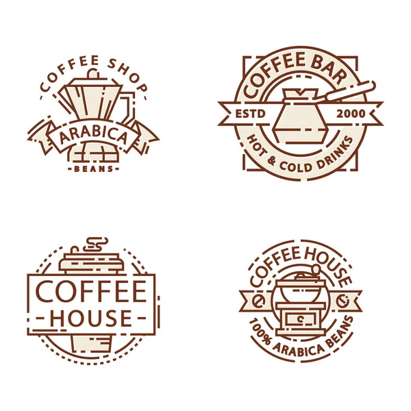 Kaffe badge mat tunn linje bokstäver för restaurang, café meny kaffe hus och butik klistermärke vector. — Stock vektor