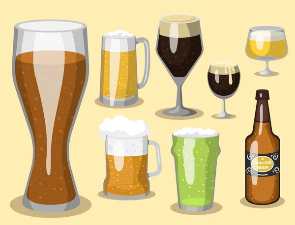 Alcol birra vettore illustrazione rinfresco birreria e festa bevanda scura tazza congelato bevanda artigianale . — Vettoriale Stock