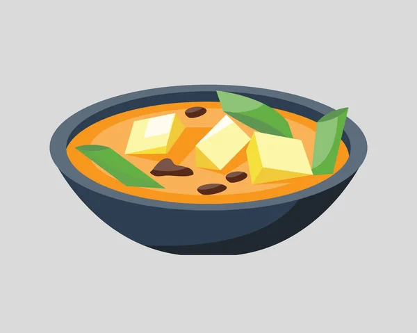 Suppenteller in Schüssel isoliert auf weißem Hintergrund Frühstück gesunde Lebensmittel heiß lecker und vegetarische Grütze garnieren Brot Küche Vektor Illustration. — Stockvektor