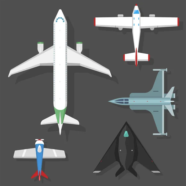 Векторная иллюстрация воздушного судна вид сверху и транспортный самолет пути проектирования объекта путешествия . — стоковый вектор