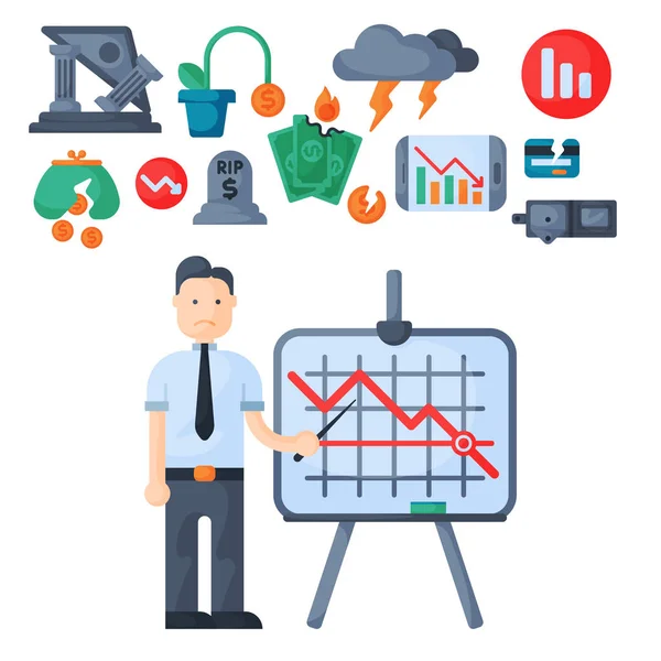 Crisis symbolen concept probleem economie banking bedrijf financiën ontwerp investeringen pictogram vector. — Stockvector