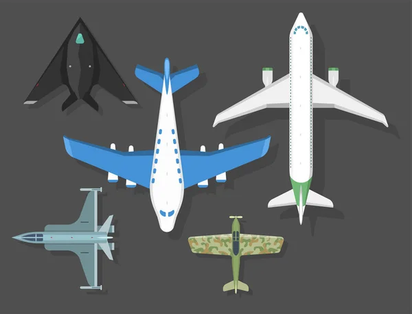 Векторная иллюстрация воздушного судна вид сверху и транспортный самолет пути проектирования объекта путешествия . — стоковый вектор