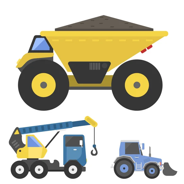 Entrega de construção caminhão transporte veículo movedor estrada máquina equipamento vetor . —  Vetores de Stock