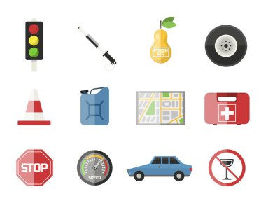 Otomatik taşıma motosiklet simgesi simgesi araç ekipman hizmet araba sürücü araçlar illüstrasyon vektör.