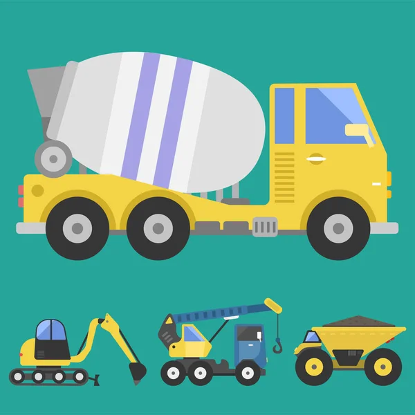 Construction delivery truck transportation vehicle mover road machine equipment vector. — Stock Vector