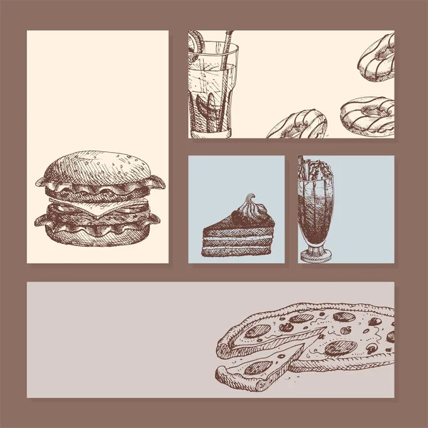 Ручной рисунок пищевых набросков карты для меню ресторана продукта и каракули кухни векторной иллюстрации . — стоковый вектор