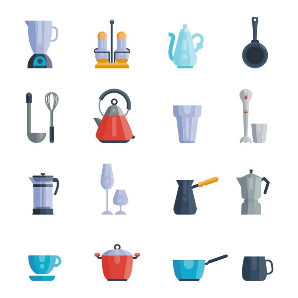 Juego de ilustración vectorial de platos de cocina platos vacíos aislados sobre fondo blanco . — Archivo Imágenes Vectoriales