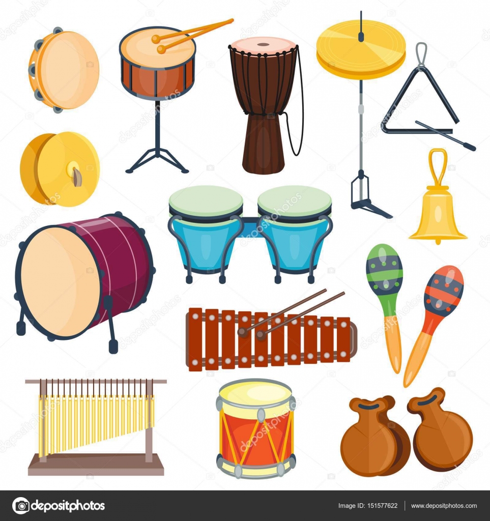 Instrumentos musicales percusion imágenes de stock de arte vectorial |  Depositphotos