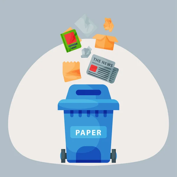 Reciclagem de elementos de papel de lixo indústria de gerenciamento de pneus de lixo utilizar resíduos pode ilustração vetorial . —  Vetores de Stock