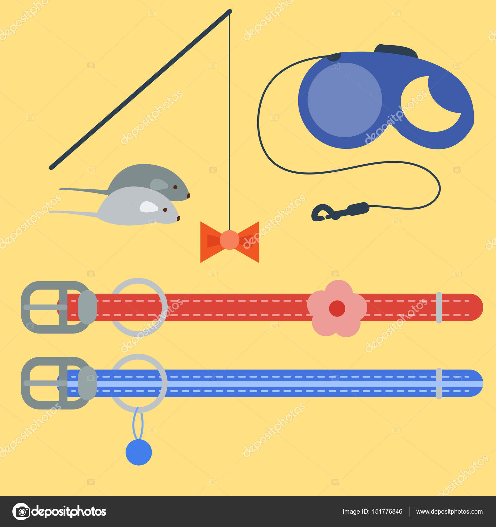 Colorato accessorio e carino icone animali collezione animali attrezzature elementi cibo domestico felino gatto Disegno di toelettatura sicurezza