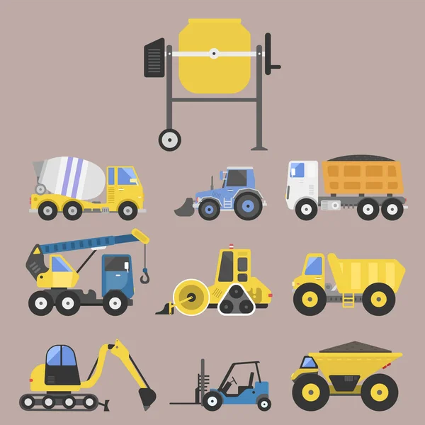 Вектор будівельної доставки вантажних автомобілів для переміщення дорожнього обладнання . — стоковий вектор