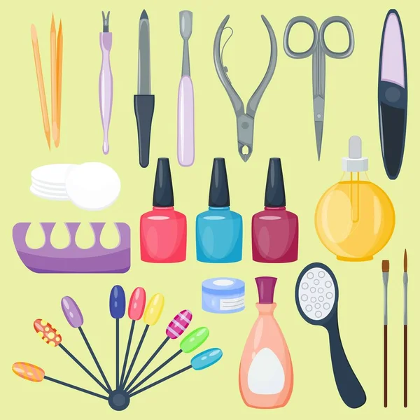 Manicure nail instruments tools vector illustration isolated — Stock Vector