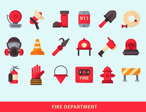 Équipement de sécurité incendie outils d'urgence sécurité pompier danger accident protection vecteur illustration . — Image vectorielle