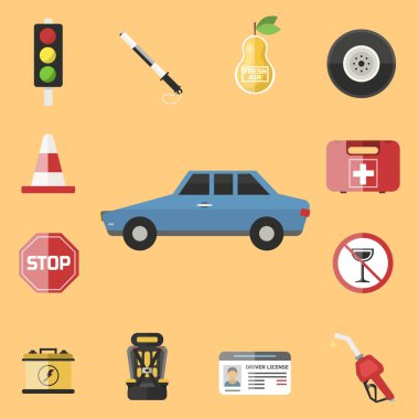 Otomatik taşıma motosiklet simgesi simgesi araç ekipman hizmet araba sürücü araçlar illüstrasyon vektör.