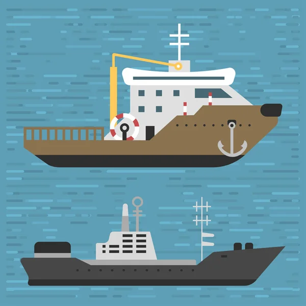 Πλοίο καταδρομικό βάρκα στη θάλασσα σύμβολο πλοίο ταξίδια βιομηχανία διάνυσμα ιστιοπλοϊκά κρουαζιέρα σύνολο των θαλάσσιων εικονίδιο — Διανυσματικό Αρχείο