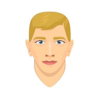 Avatar karakter erkek yüz portre karikatür kişi vektör çizim genç adam.