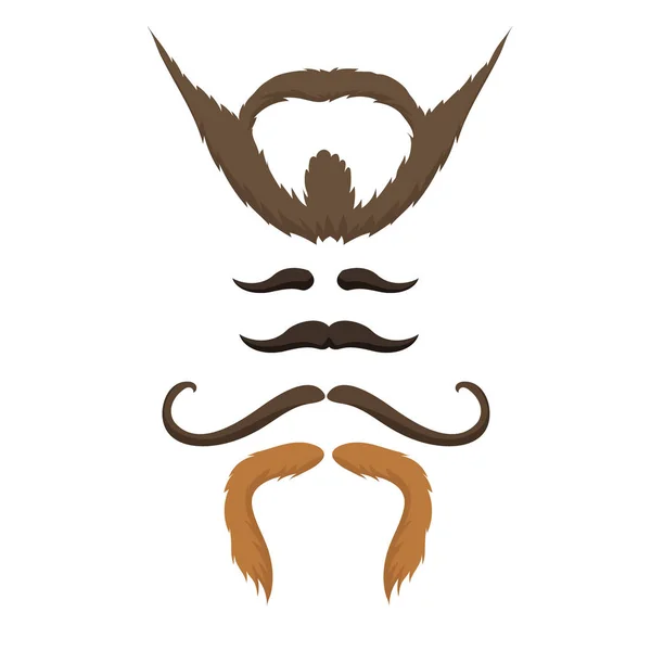 Conjunto vetorial de hipster retro cabelo estilo bigode vintage barba velha masculino barba facial corte de cabelo isolado ilustração —  Vetores de Stock