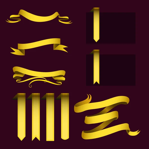 Rubans en or réalistes bande drapeau bannière élégance bande graphique bannière drapeau arc vecteur illustration . — Image vectorielle