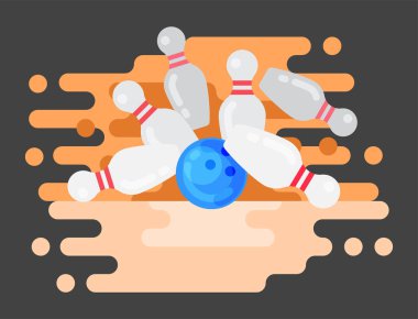 Başarı ekipman şampiyon illüstrasyon vektör amblemi tasarım şablonu rozet öğesi tasarım Spor Ligi için Bovling takımlar.