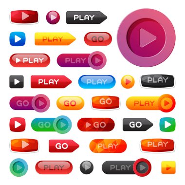 Kullanıcı arabirimi arabirimi düğmesini oyun medya internet web sitesi öğe çevrimiçi oyuncu işareti tıklayın vektör çizim.