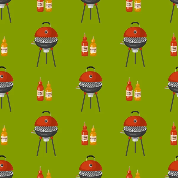 Barbekü ev Dikişsiz desen arka plan Restoran rarty akşam yemeği Barbekü Izgara mutfak ekipman vektör düz çizim