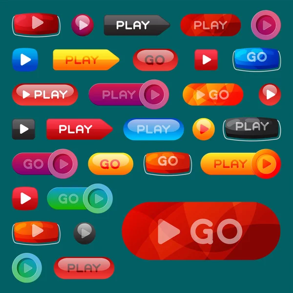 Kullanıcı arabirimi arabirimi düğmesini oyun medya internet web sitesi öğe çevrimiçi oyuncu işareti tıklayın vektör çizim.