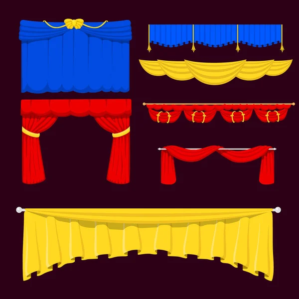 Theather cena cortina cega palco tecido textura desempenho interior pano entrada fundo isolado vetor ilustração — Vetor de Stock
