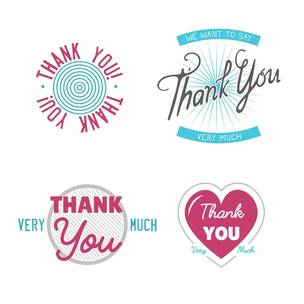 Grazie gratitudine sentimento emozioni testo lettering vettore distintivo ringraziamento citazione completa frasi messaggio — Vettoriale Stock