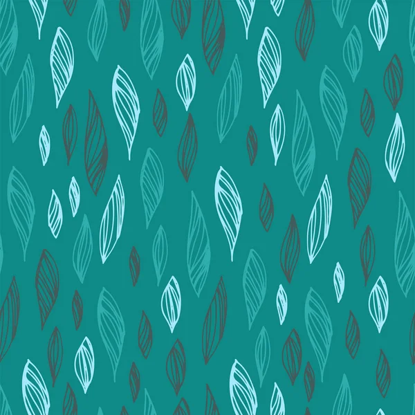 Nahtlose Muster mit Blättern Hand gezeichnet Stil Vektor Illustration Natur Design Blumen Sommer Pflanze Textil. — Stockvektor