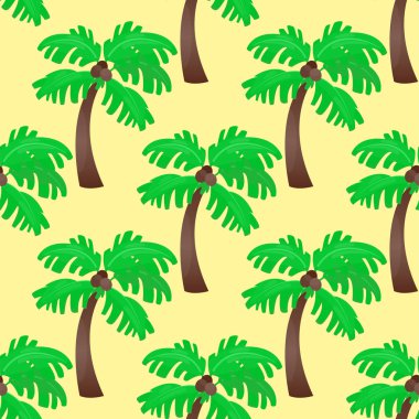 Yeşil palmiye ağaçları Dikişsiz desen vektör yaz yaprak bitki arka plan bırakır