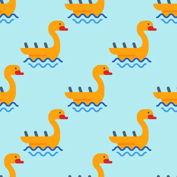 Carousels amusement water boat attraction park seamless pattern side-show kids outdoor entertainment construction vector illustration.