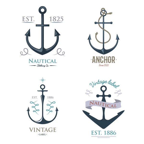 Vintage rétro écusson d'ancrage signe vectoriel mer océan élément graphique nautique ancrage symbole illustration — Image vectorielle