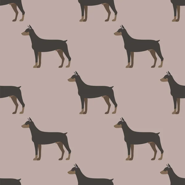 Εικονογράφηση κατοικίδιο ζώο διάνυσμα σκυλάκι κουτάβι χωρίς ραφή πρότυπο ψωμί χαρακτήρα σκυλί doberman αστείο καρτούν. — Διανυσματικό Αρχείο