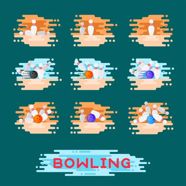 Vector bowling embleem ontwerp badge item sjabloonontwerp voor sport league teams succes apparatuur kampioen illustratie. — Stockvector