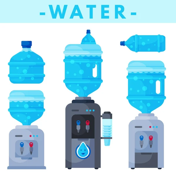 Vízi szállítási szolgáltatás különböző vizes palackot vektoros elemek. — Stock Vector