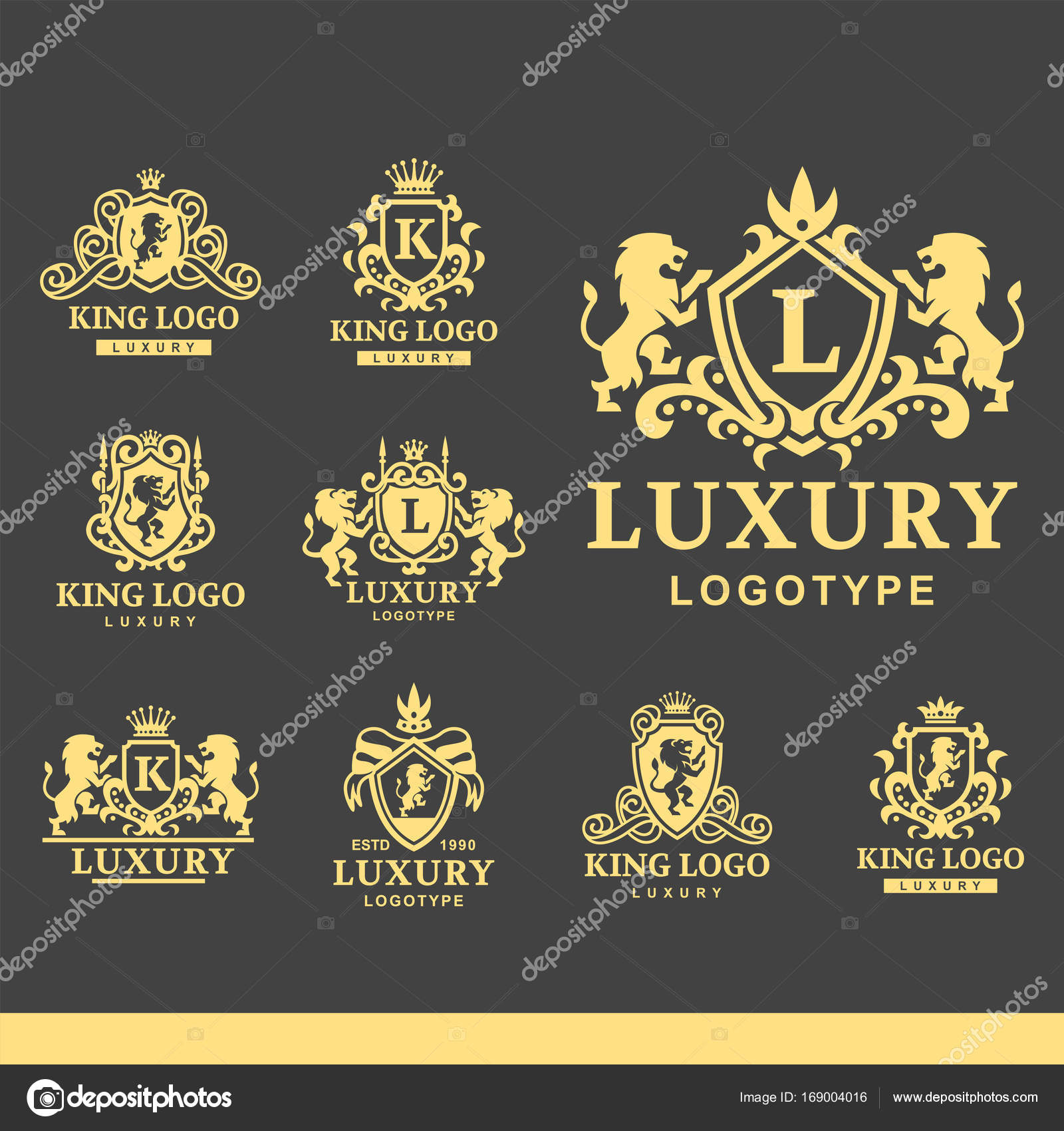 Boutique de lujo Royal Crest producto vintage de alta calidad heráldica  logotipo colección marca identidad vector ilustración . Vector de stock  #169004016 de ©vectordreamsmachine, image size:963x1024